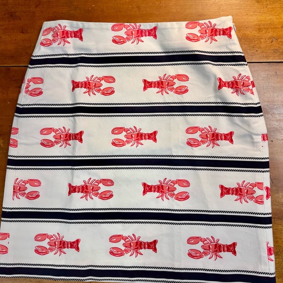 Talbots White Pencil Skirt with Red Lobster Print and Navy Stripes, Size 4 - Picture 11 of 11